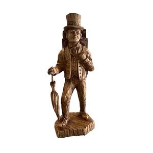 Hand Carved Wood Statue "The Clock Peddler" 7"